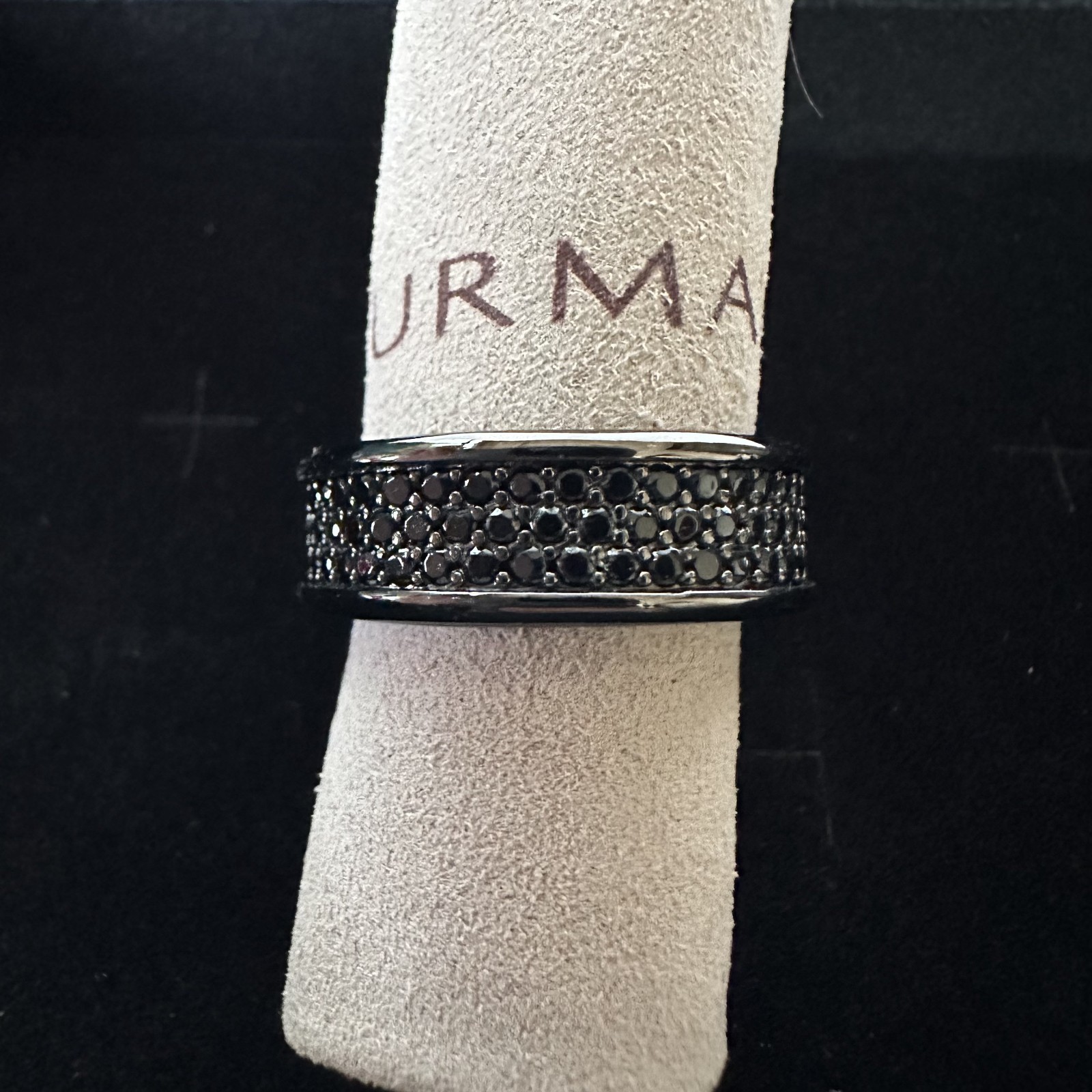 David Yurman ‘Streamline’ Black Diamond Sterling Silver Titanium Ring S.10