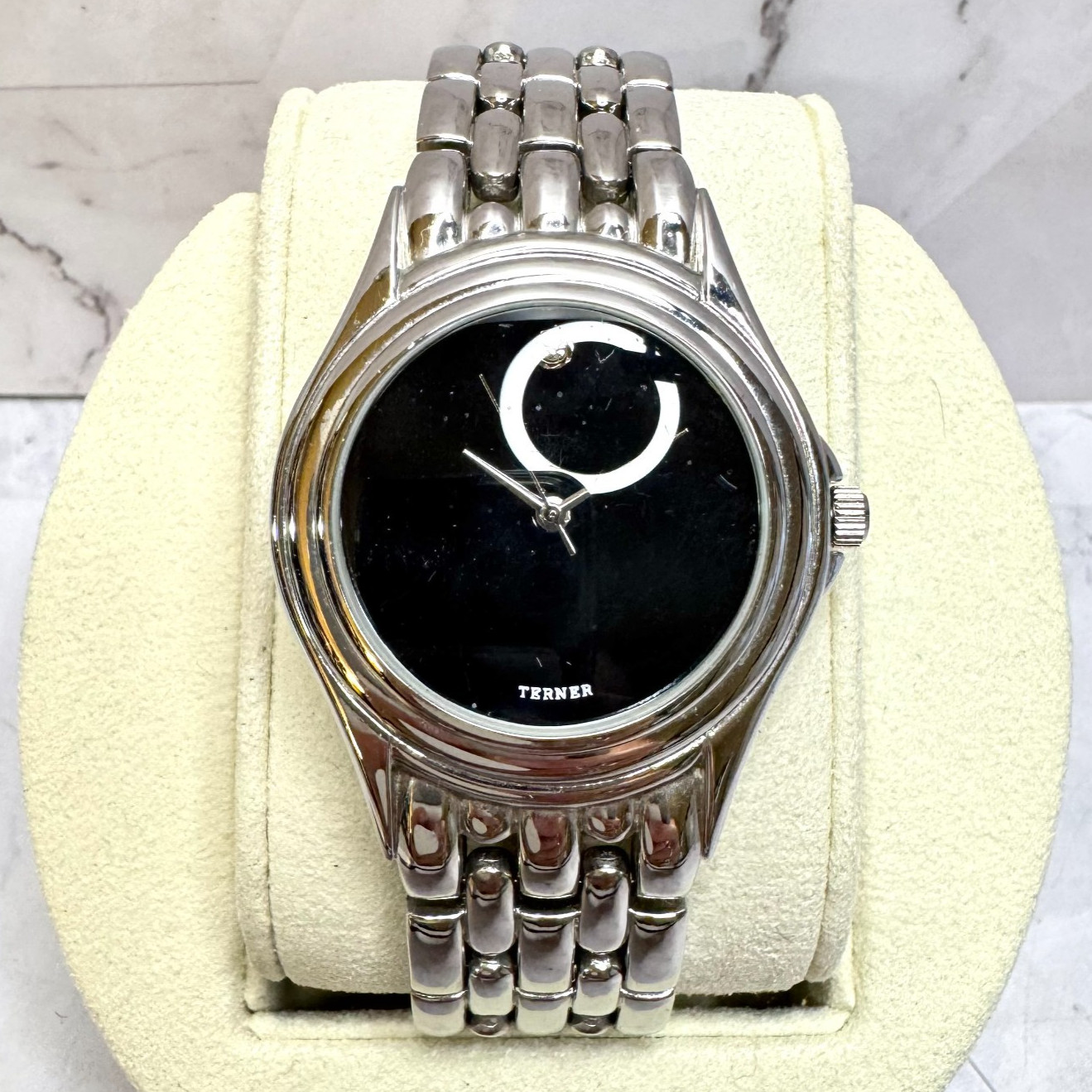 Bijoux Terner Mens Watch Silver Tone Dress Formal Black Face K-3516G NEW