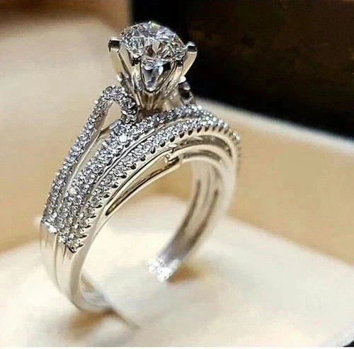 3CT Round Cut Lab Created Moissanite Wedding Bridal Ring In14K White Gold