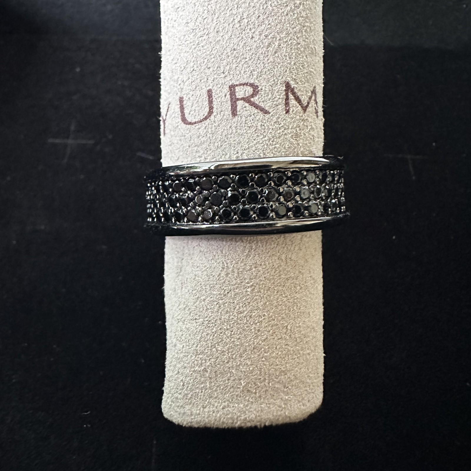 David Yurman ‘Streamline’ Black Diamond Sterling Silver Titanium Ring S.10