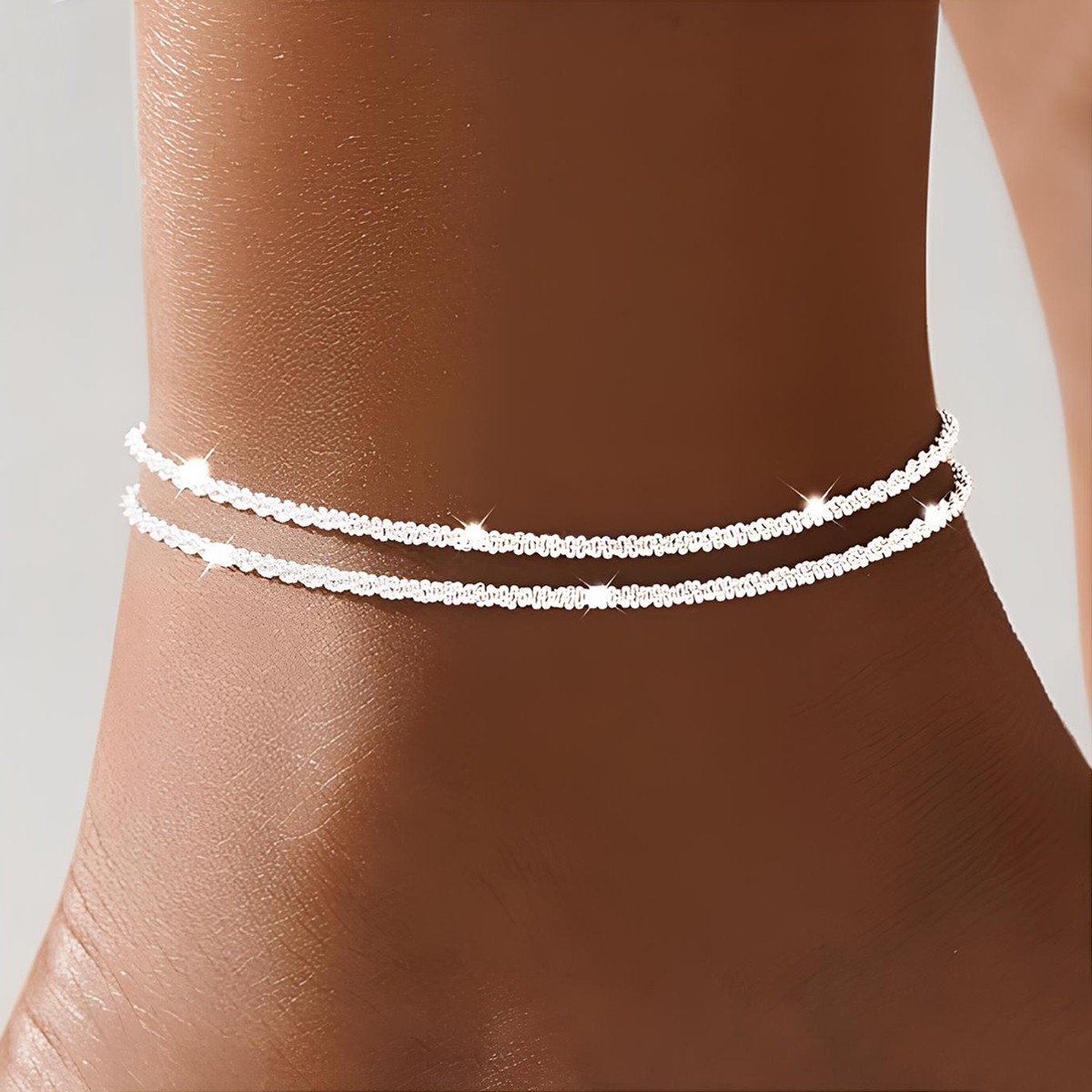 Gold Silver Ankle Bracelets Dainty Layered Adjust Waterproof Anklet Women Gifts