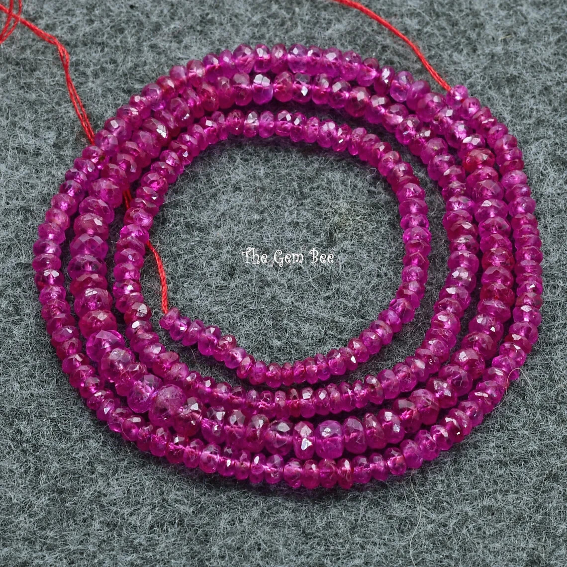 2.2-4.2mm Gem Grade No Heat Fine Burmese Ruby Faceted Rondelle Bead 16.5 inch st
