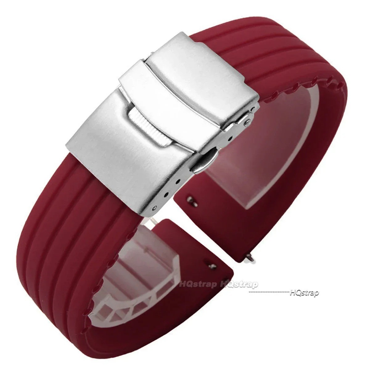 Silicone Rubber Watch Strap Band Waterproof Deployment Clasp 18mm 20mm 22mm 24mm