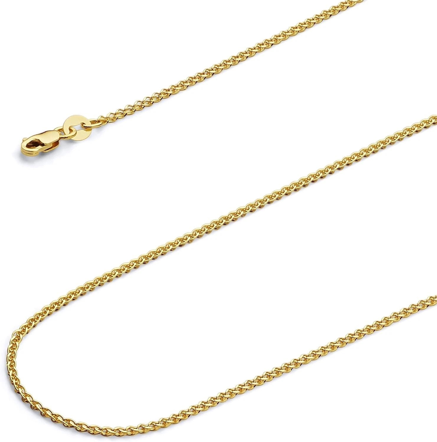 Stunning 18-Inch 14k Gold Wheat Chain with Lobster Clasp, Authentic Quality