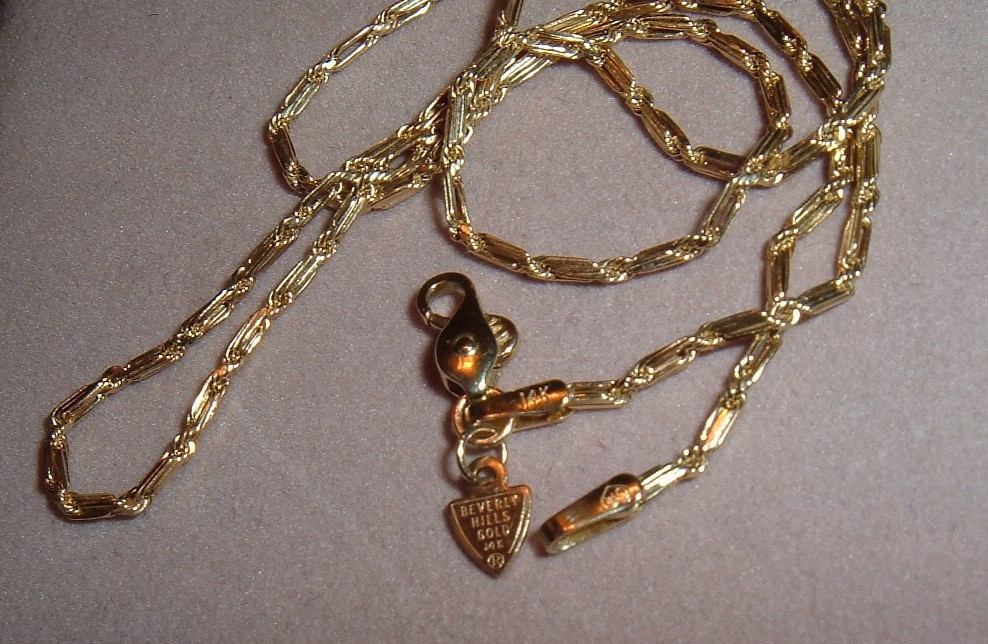 SOLID 14K ITALY YELLOW BEVERLY HILLS GOLD MILANO LINK 16″ NECKLACE CHAIN w/BOX