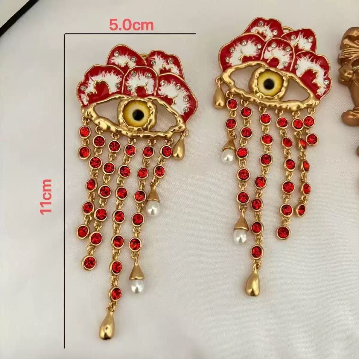 High Quality Devil’s Eye Pearl Tassel Gold Earring Gift