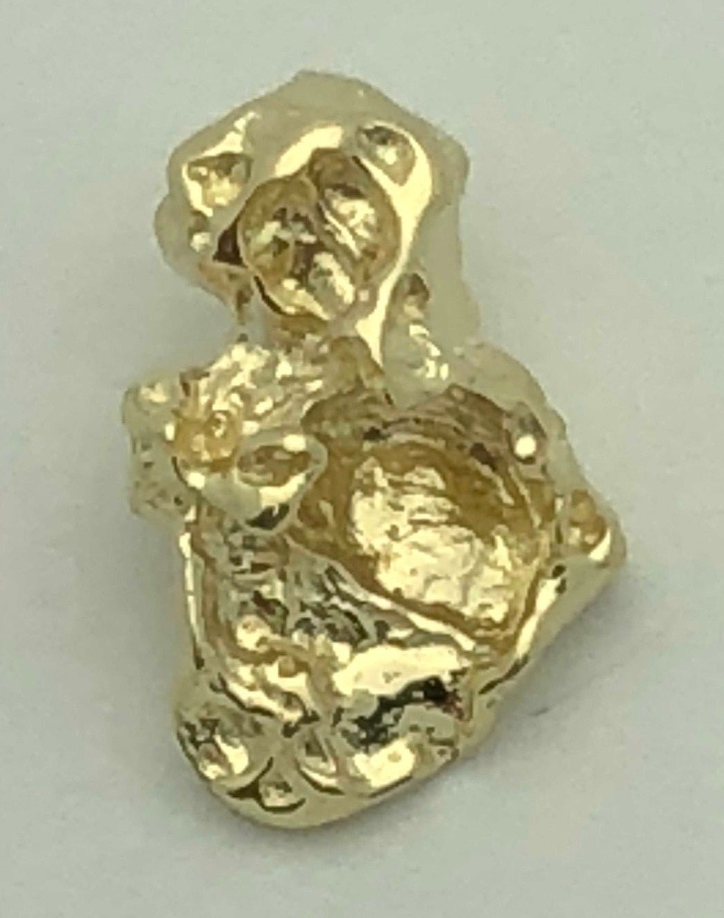 14k Yellow Gold Solid Small Free Form Nugget Charm Pendant 1.1 grams