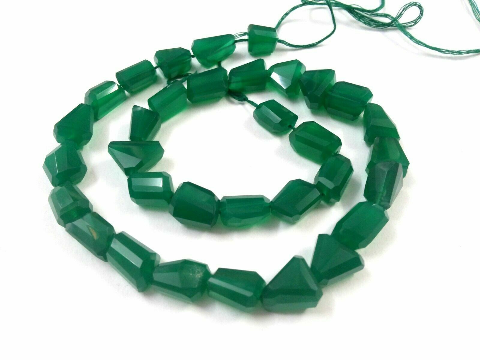 1 Strand Natural Green Onyx Nuggets Tumble Faceted 8-11mm Loose Beads 10″inch