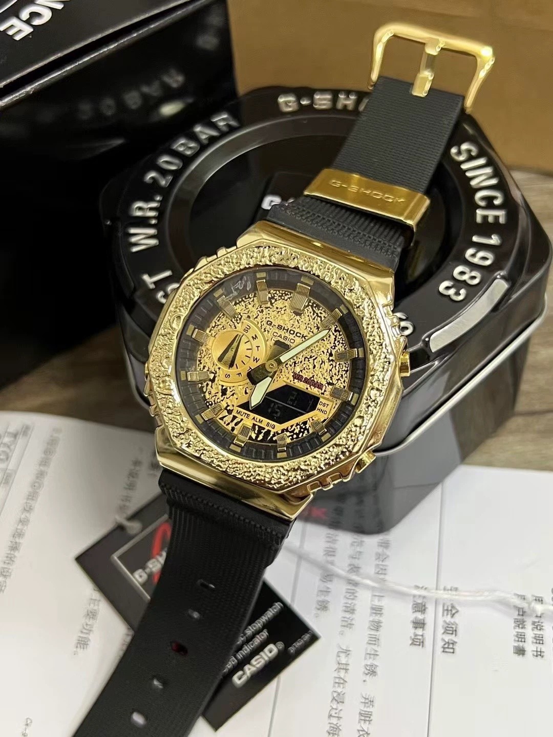 Casio G-Shock GM-2100MG-1A Moon Surface Limited Edition Gold Black Digital Watch