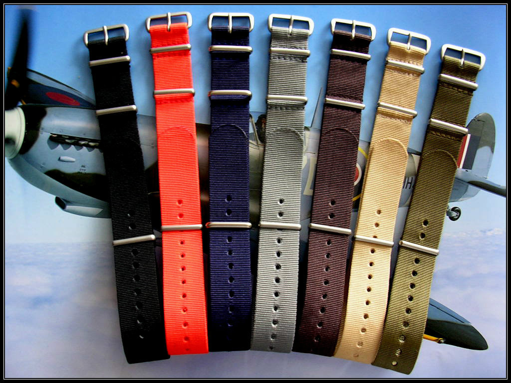 20mm Black NATO G10 Premium nylon Ballistic Airforce watch band Bonded IW SUISSE
