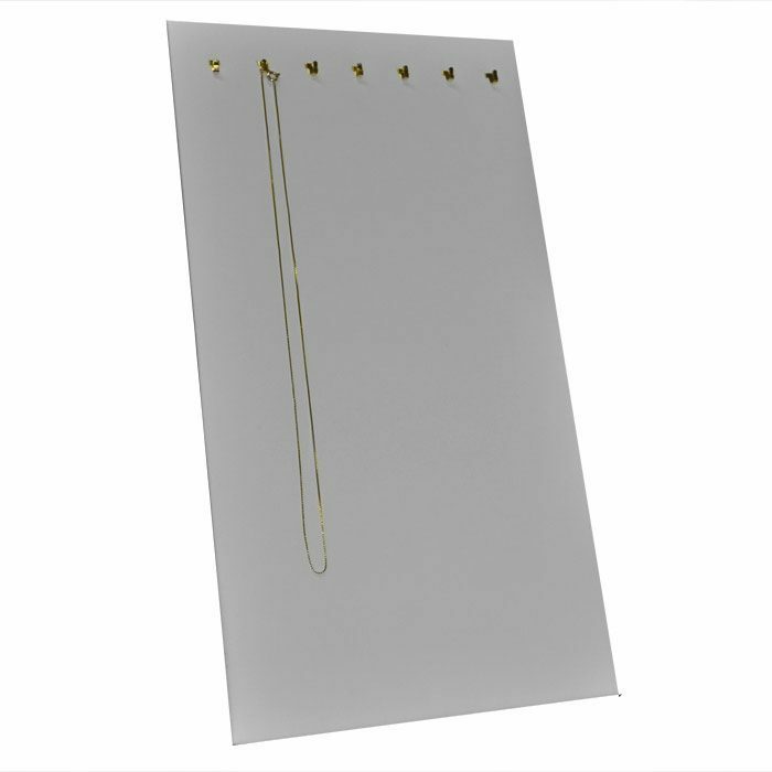 White Leatherette Necklace Chain Pendant Display Easel Boards Holder Organizer