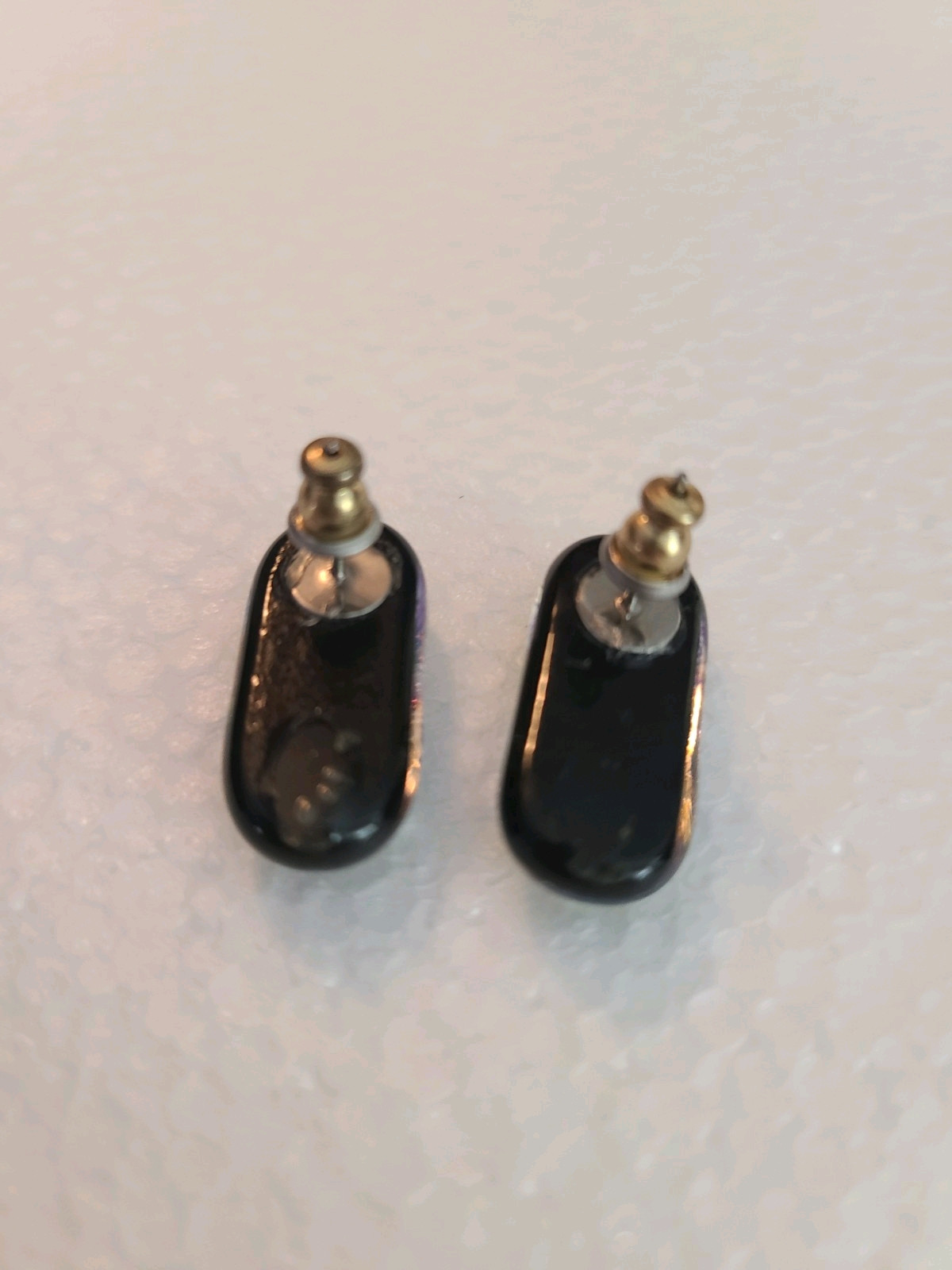BEAUTY! 🌈 RAINBOW STRIPED DICHROIC ART GLASS PIERCED EARRINGS PRIDE
