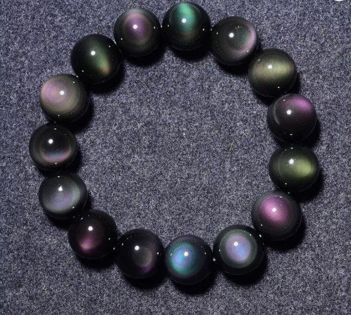 TrendingNow 12mm Handmade Rainbow Obsidian Beaded Stretch Bracelet Best Gift
