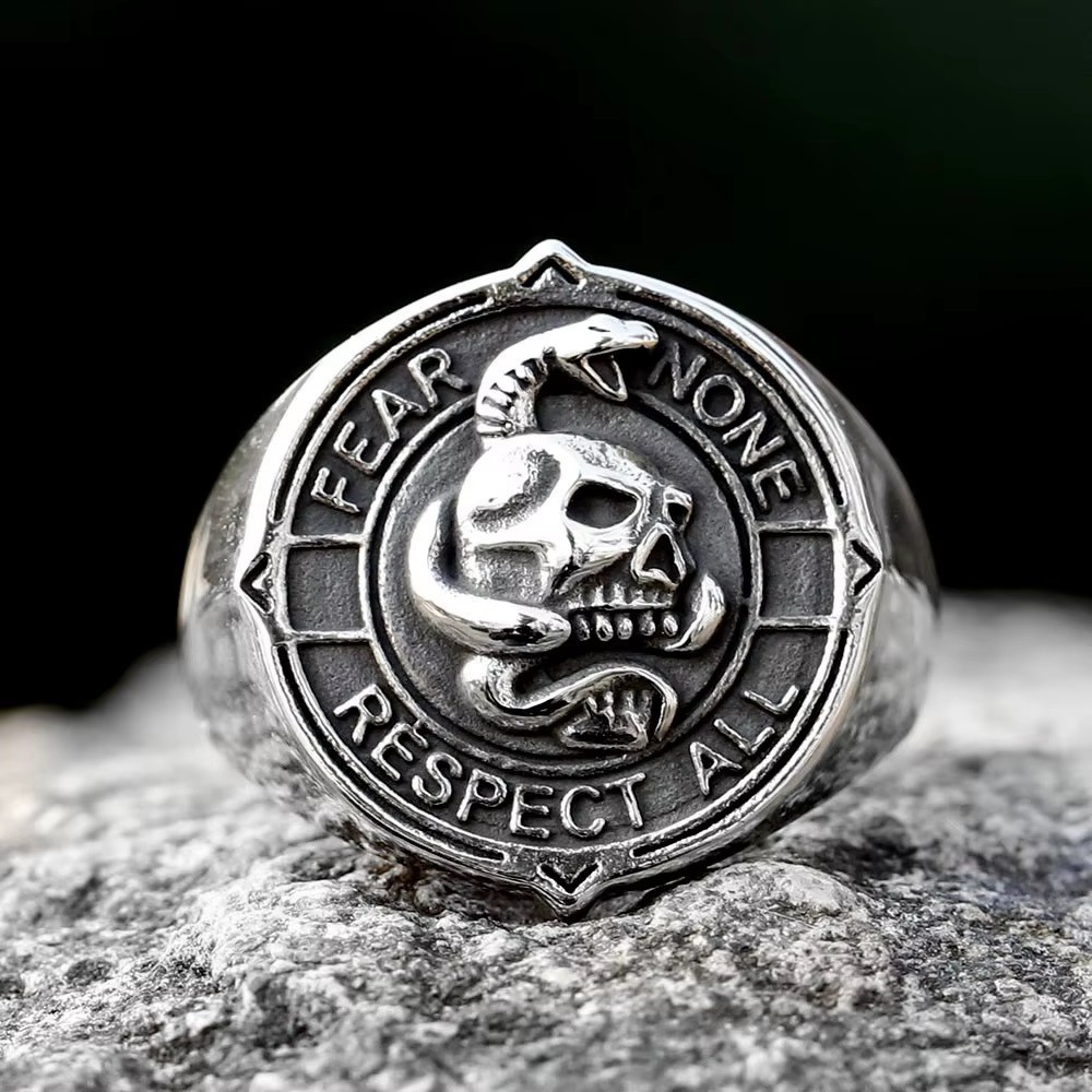 Fear None Respect All Skull Ring Stainless Steel Ring