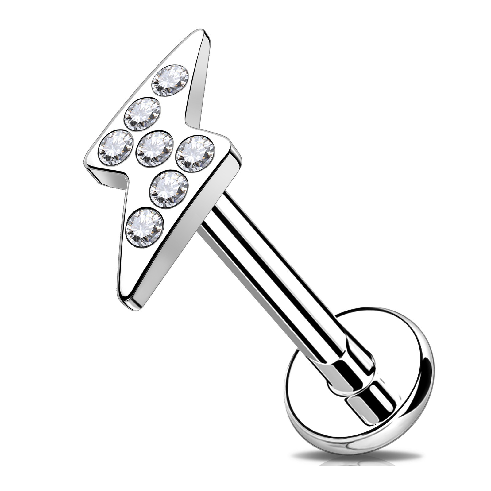 Lip Studs 316L Stainless Steel CZ 16G Helix Cartilage Lobe Daith Labret Piercing