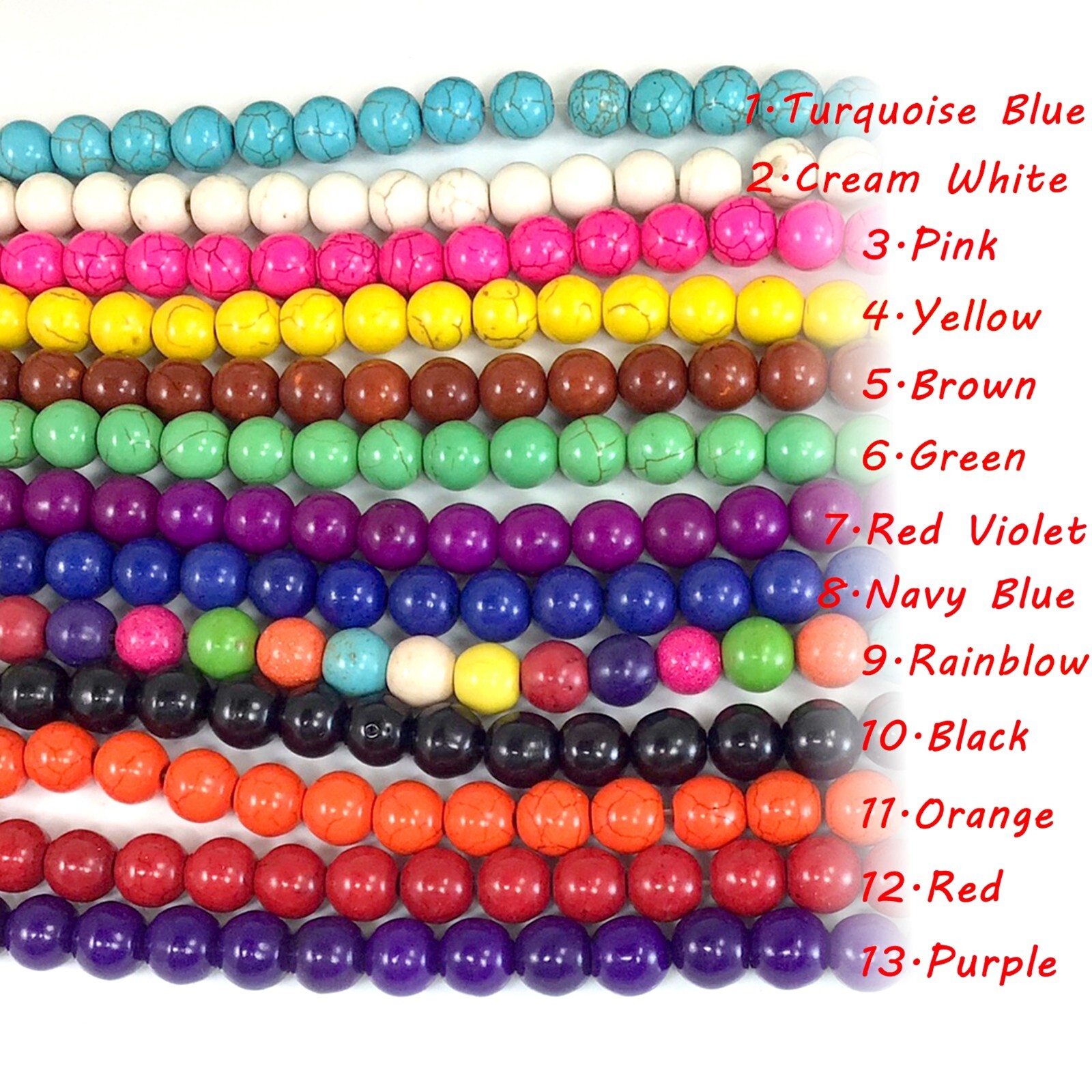 13Color Gemstone Howlite Magnesite Turquoise Round Loose Bead 15″ 4 6 8 10 12 14