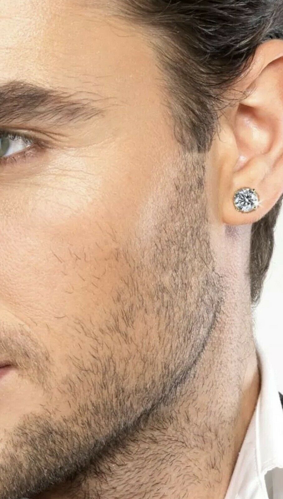 9.00 Ct Round Cut VVS1/D Lab Created Stud Earrings 14K White Gold 10mm Push Back