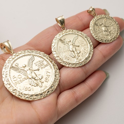 SOLID GOLD Mexican 50 Pesos Centenario Nugget Pendant 10K Yellow Gold