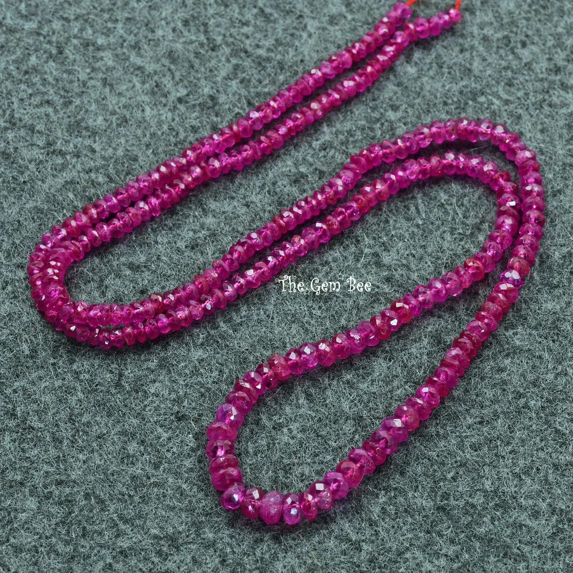 2.2-4.2mm Gem Grade No Heat Fine Burmese Ruby Faceted Rondelle Bead 16.5 inch st