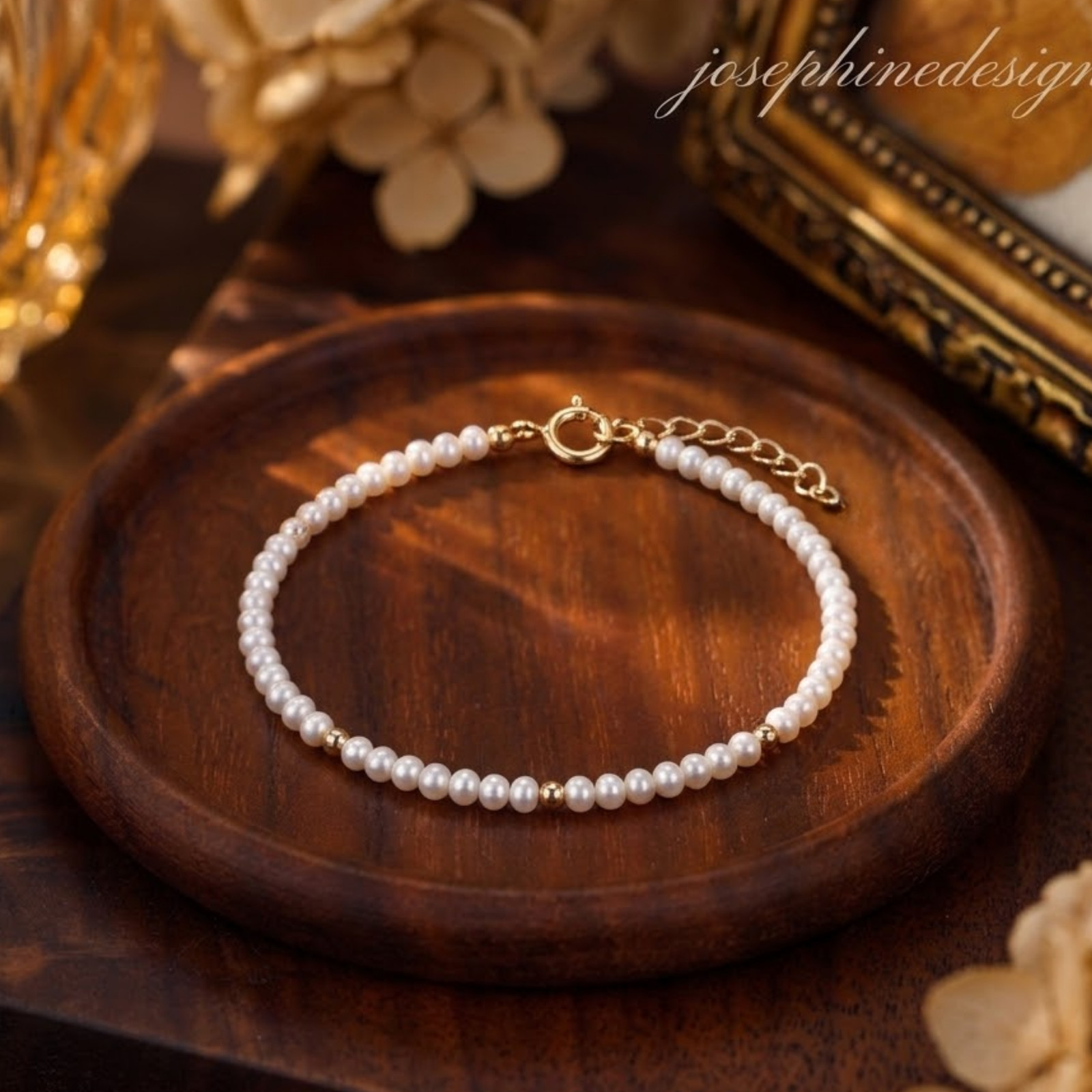 French Minimalist 3mm Pearl Bracelet Dainty Genuine Freshwater Pearl Stacking