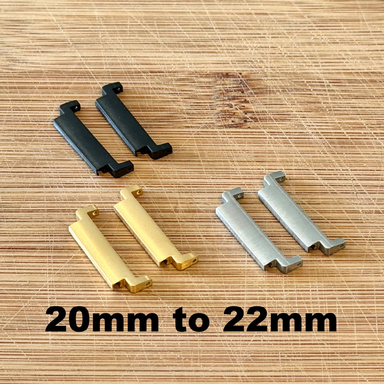 20mm to 22mm Strap Converter Adapter Quick Release Pins Stainless Steel Brushed