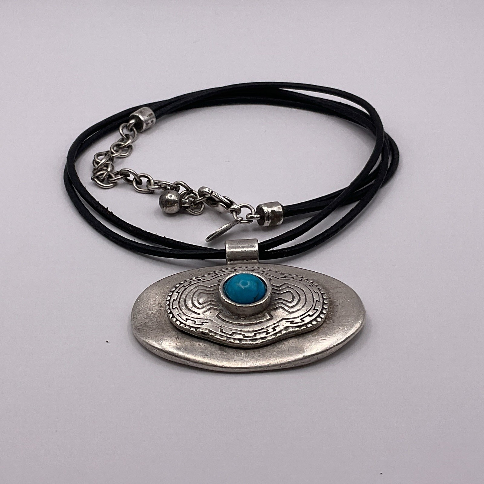 Vintage Chico’s Oval Pendant Necklace with Turquoise Accent