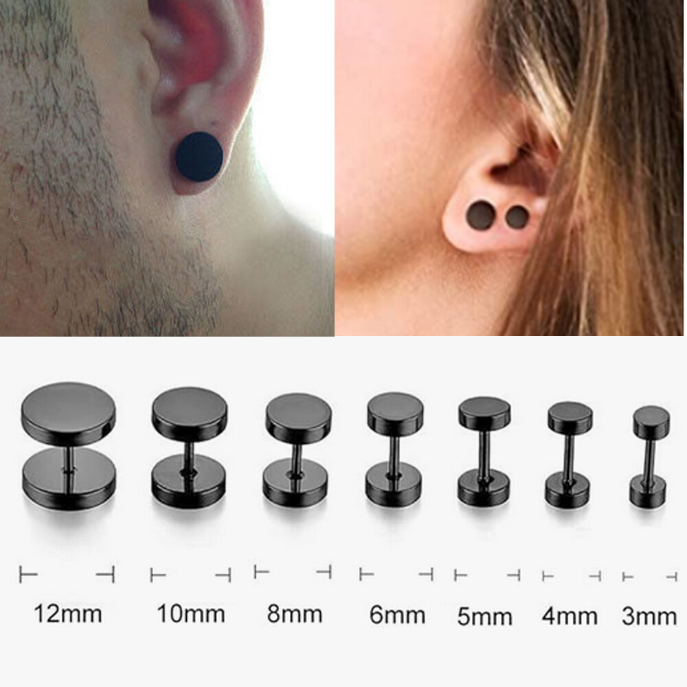 Stud Earrings for Men Women Ear Piercing Ear Plugs Tunnel Fake Gauge Earrings