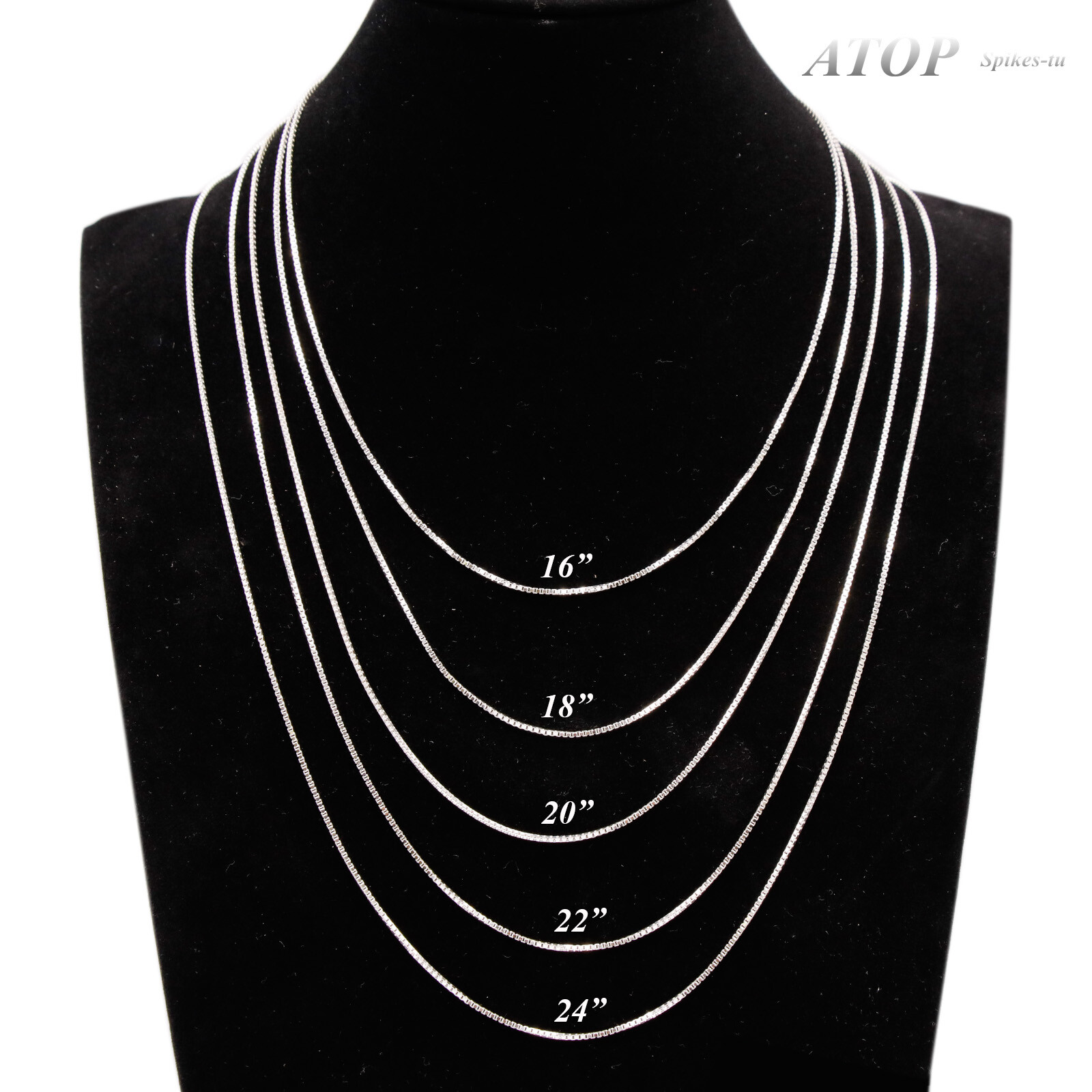 Italian Solid Sterling Silver Square Box Link Chain Necklace 925 Silver Chain