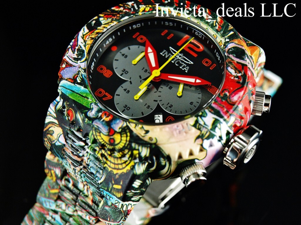 Rare Invicta Men’s 52mm GRAND Pro Diver GRAFFITI Chronograph HYDROPLATED SS Watc