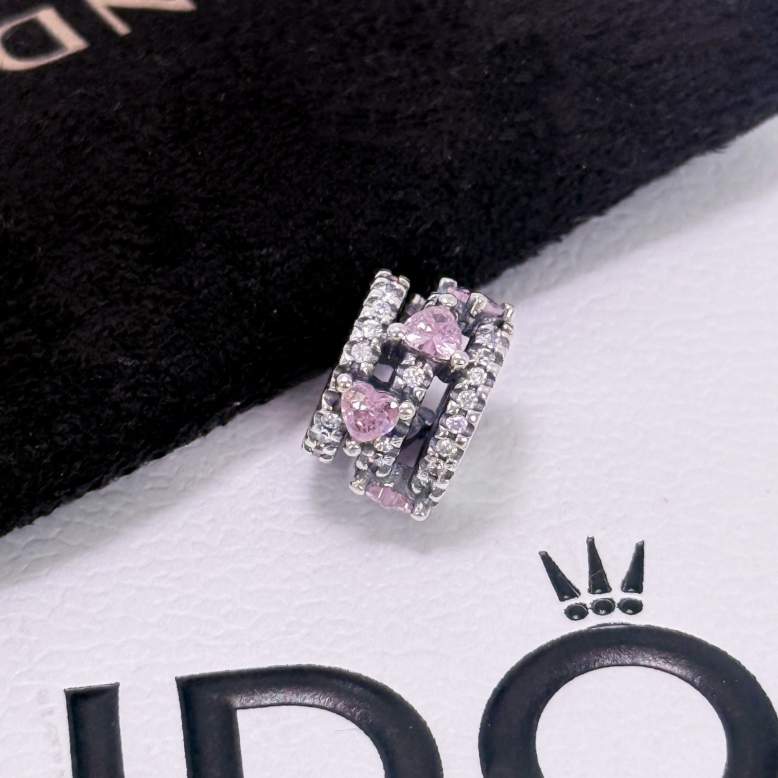 PANDORA Sparkling Triple Halo Hearts Charm, #791161C01, Valentine’s Day Gift