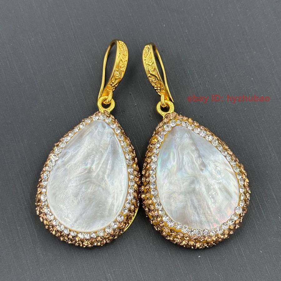 Natural Mother of Pearl Shell Gems Inlay Earring Ring Bracelet Pendant Necklace