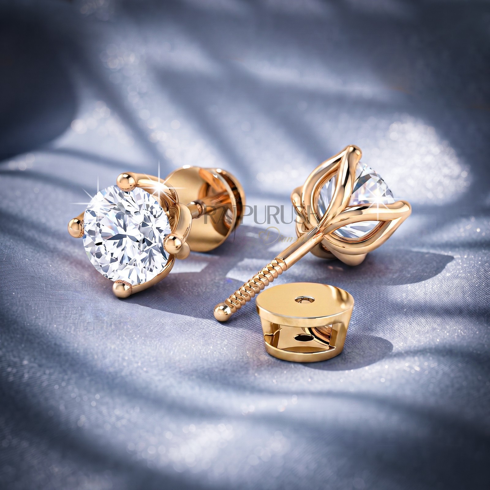 Round Cut Moissanite Solitaire Stud Earrings 925 Silver – Gold/Rose Gold Plated