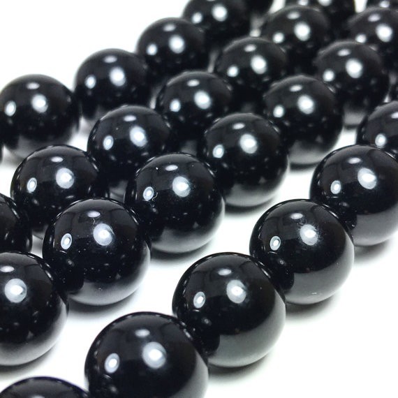 Natural Black Onyx Beads Round Smooth 15” Strand Loose 4mm 6mm 8mm 10mm 12mm
