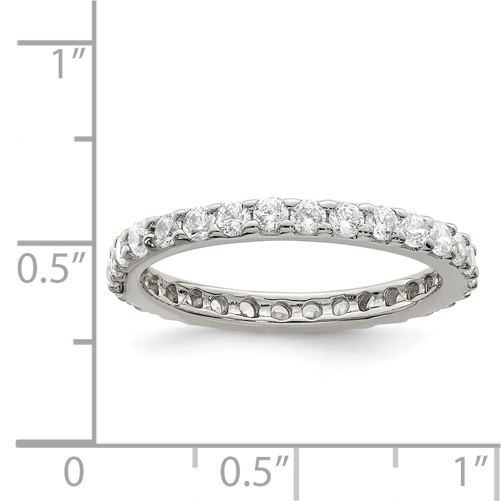 Sterling Silver Rhodium-Plated CZ Ring