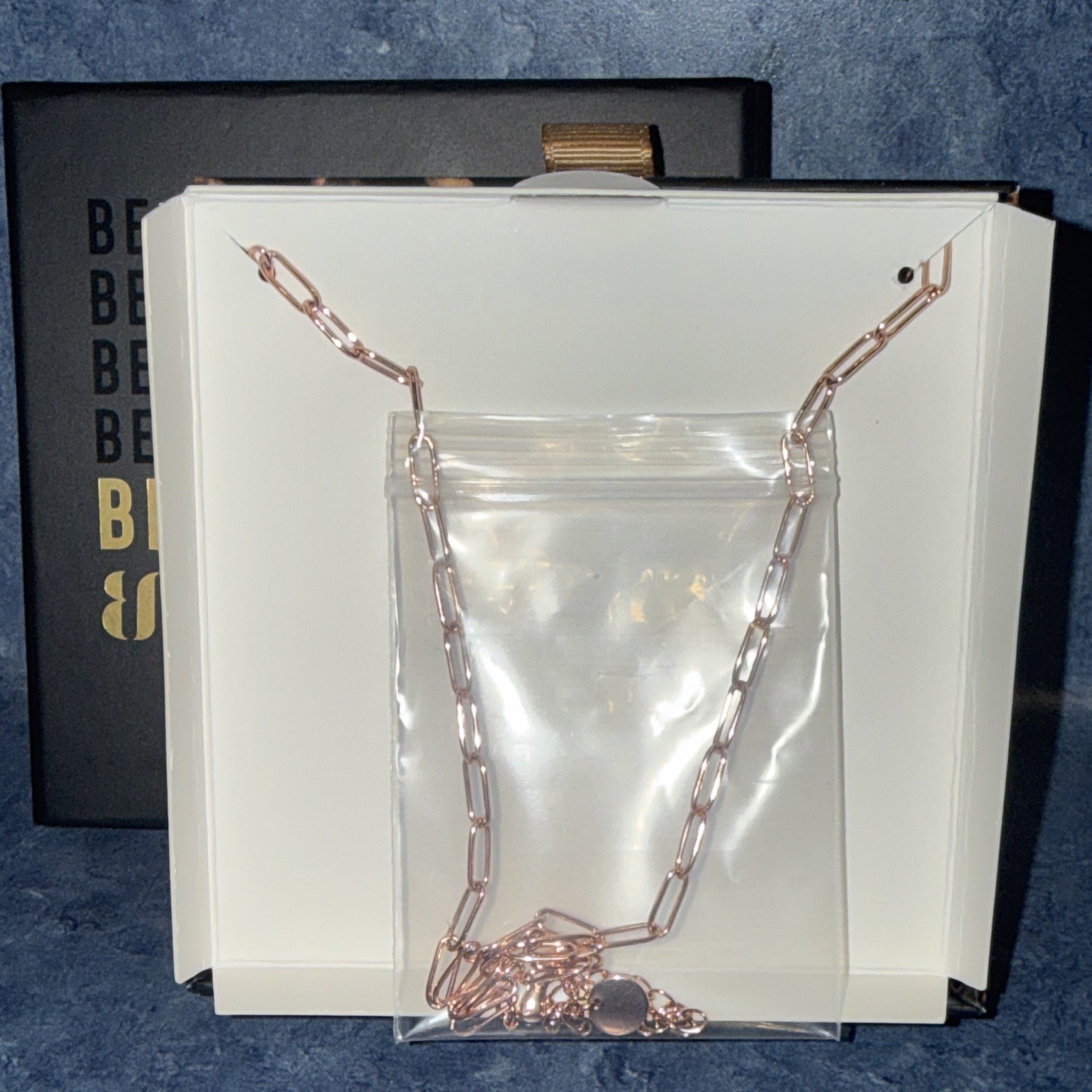 BP untamed Edge Aligned Rose Gold Plated Onyx & Sandstone Necklace 18″ + Ext
