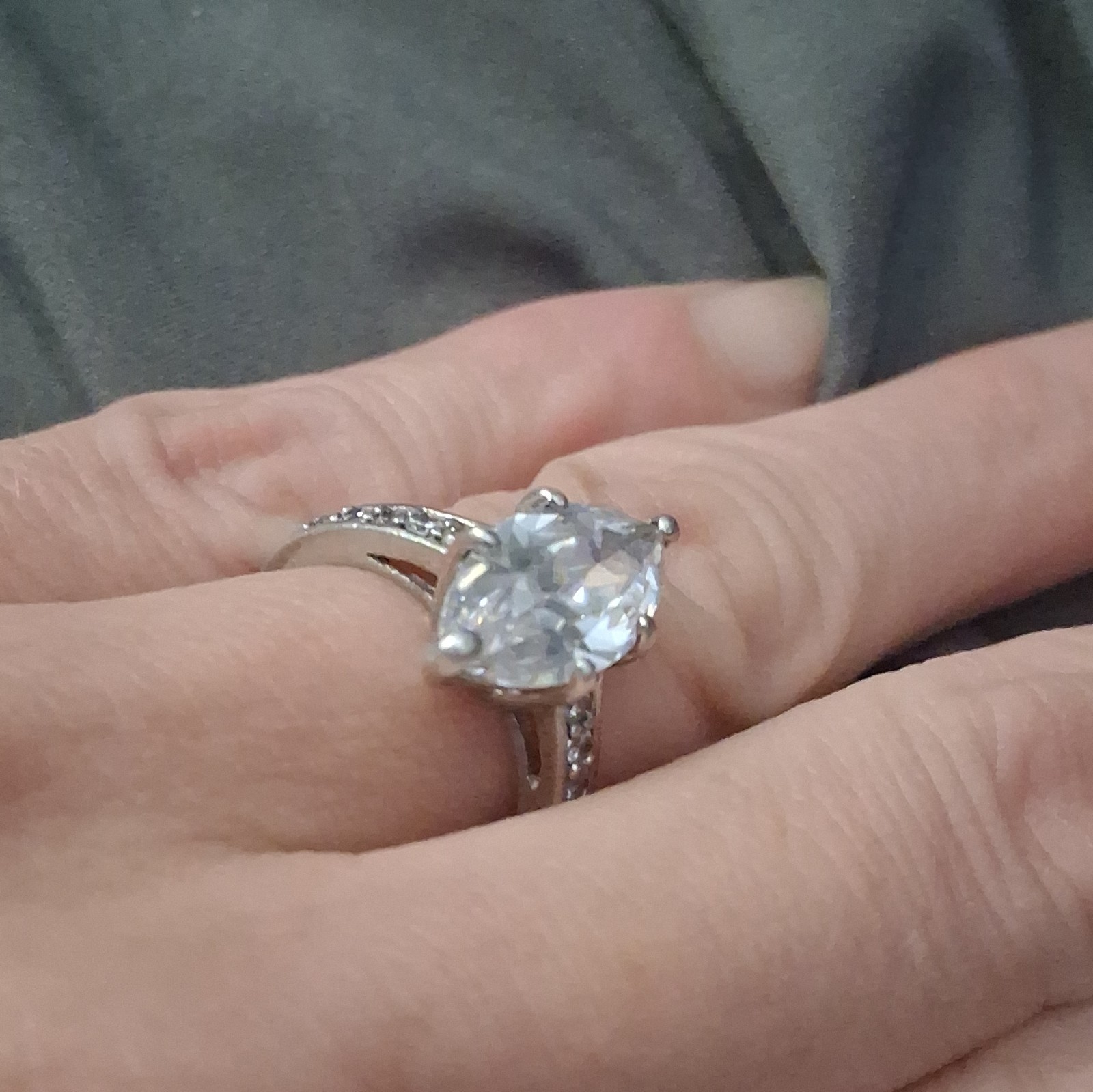 925 Sterling Silver Marquise White Cubic Zirconia Prong Ring Size 7 Signed