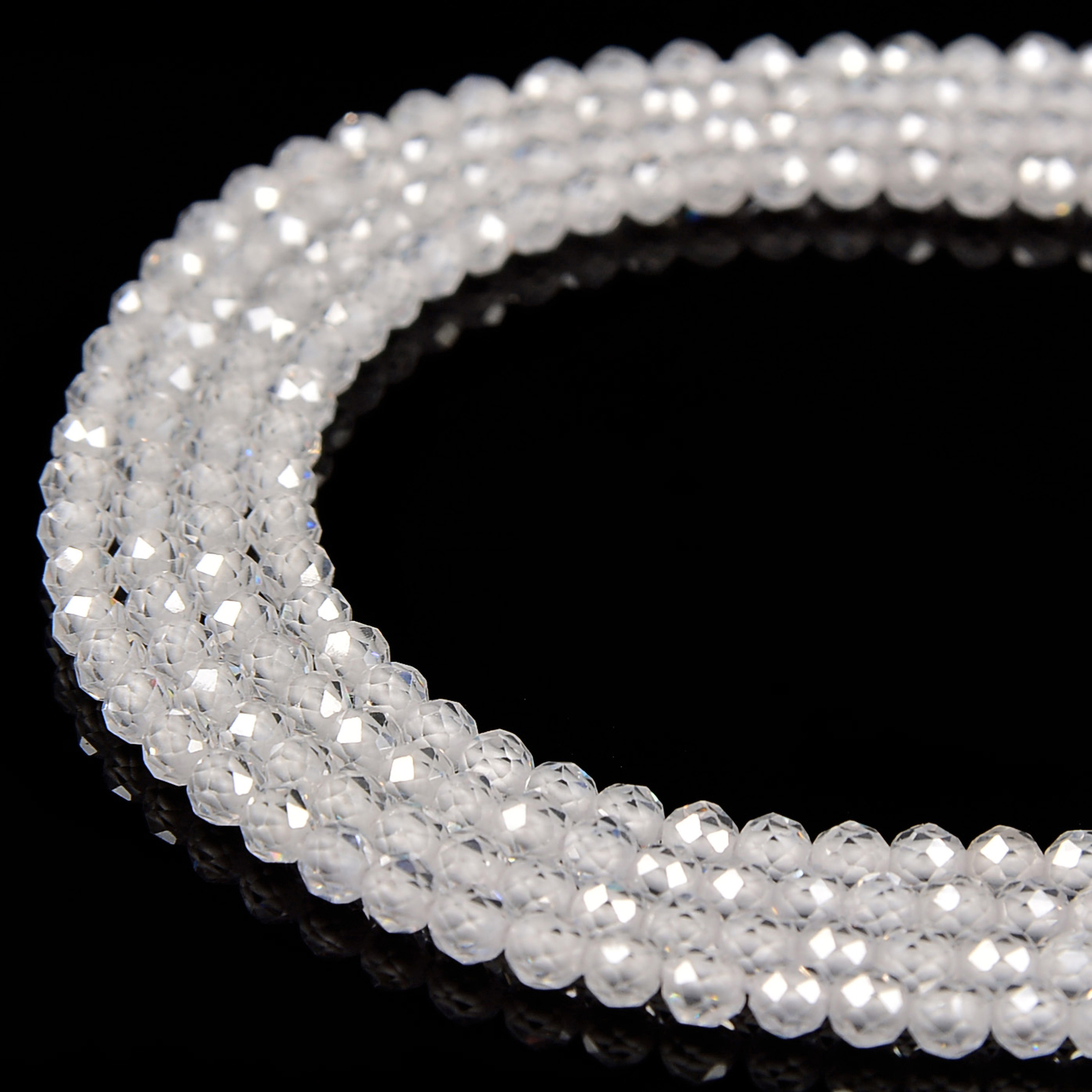 Clear Cubic Zirconia Faceted Round Beads 2mm 3mm 4mm 15.5” Strand