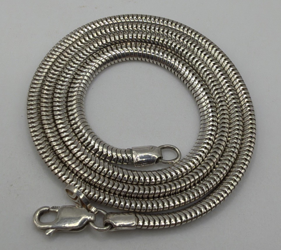 John Atencio Sterling Silver 17” Long Snake Chain 3mm
