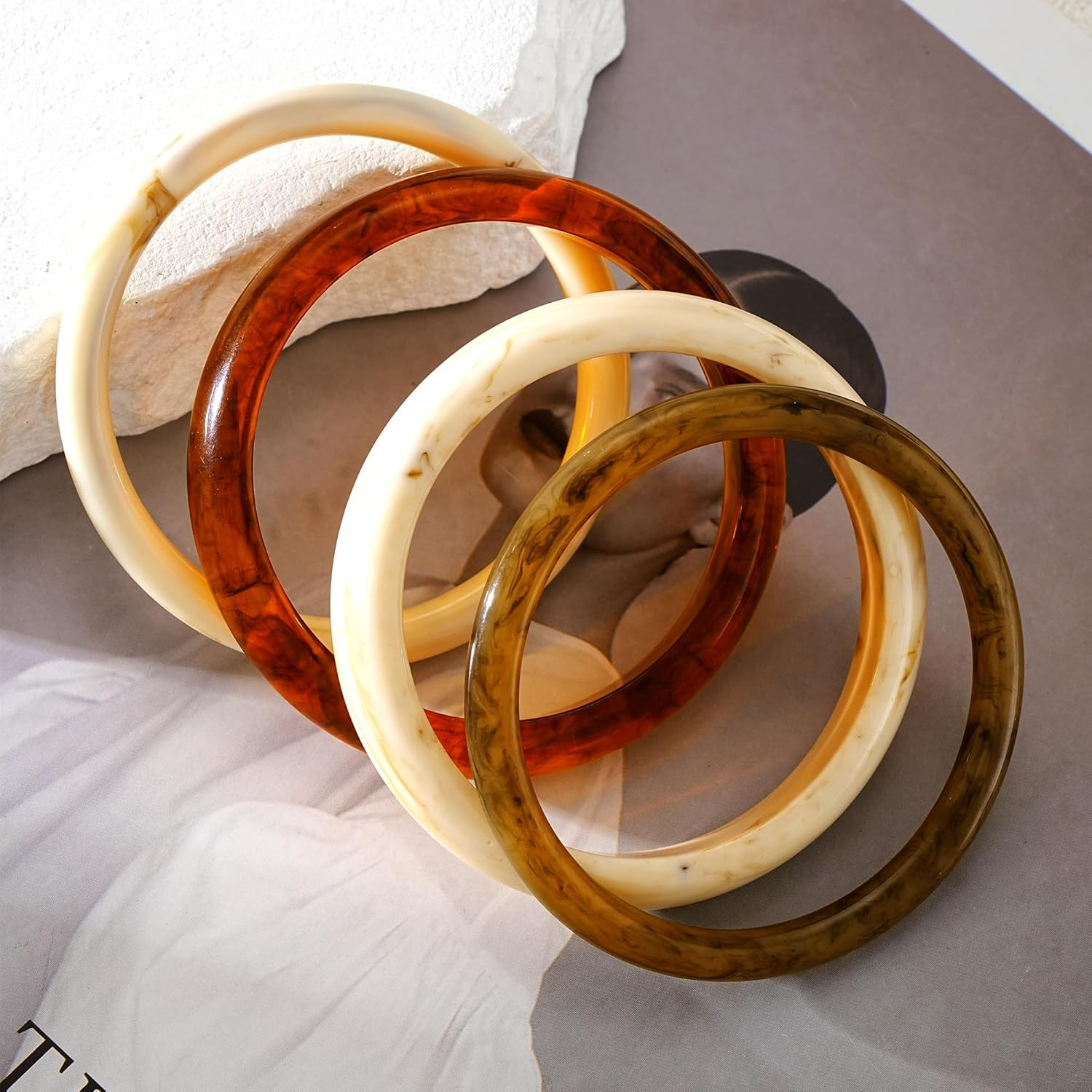 ÌF ME Acrylic Bangles Bracelets for Women, Irregular Acrylic Resin Chunky Bracel