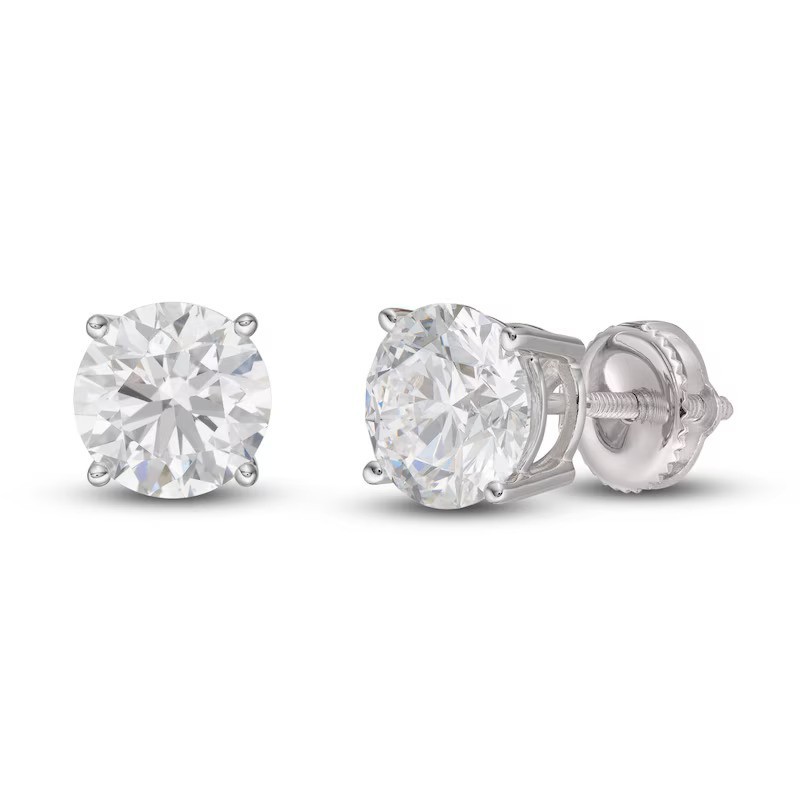 4.00 Ct Round Cut VS1/F Certified Lab Grown Diamond Stud Earrings 14k White Gold