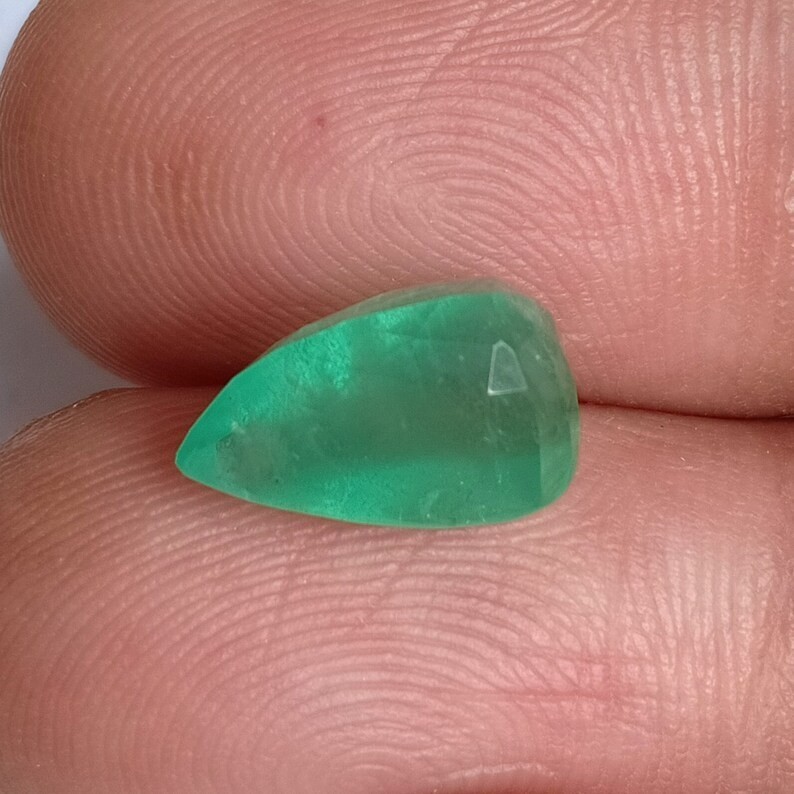 3 Carat Zambian Green Emerald Pear Shape Earth Mined Loose Gemstone