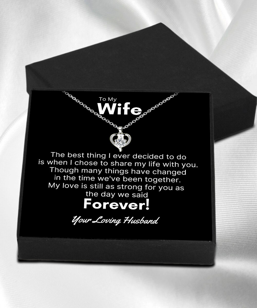 To My Wife Love Heart Necklace Pendant, Anniversary, Birthday, Christmas Gift