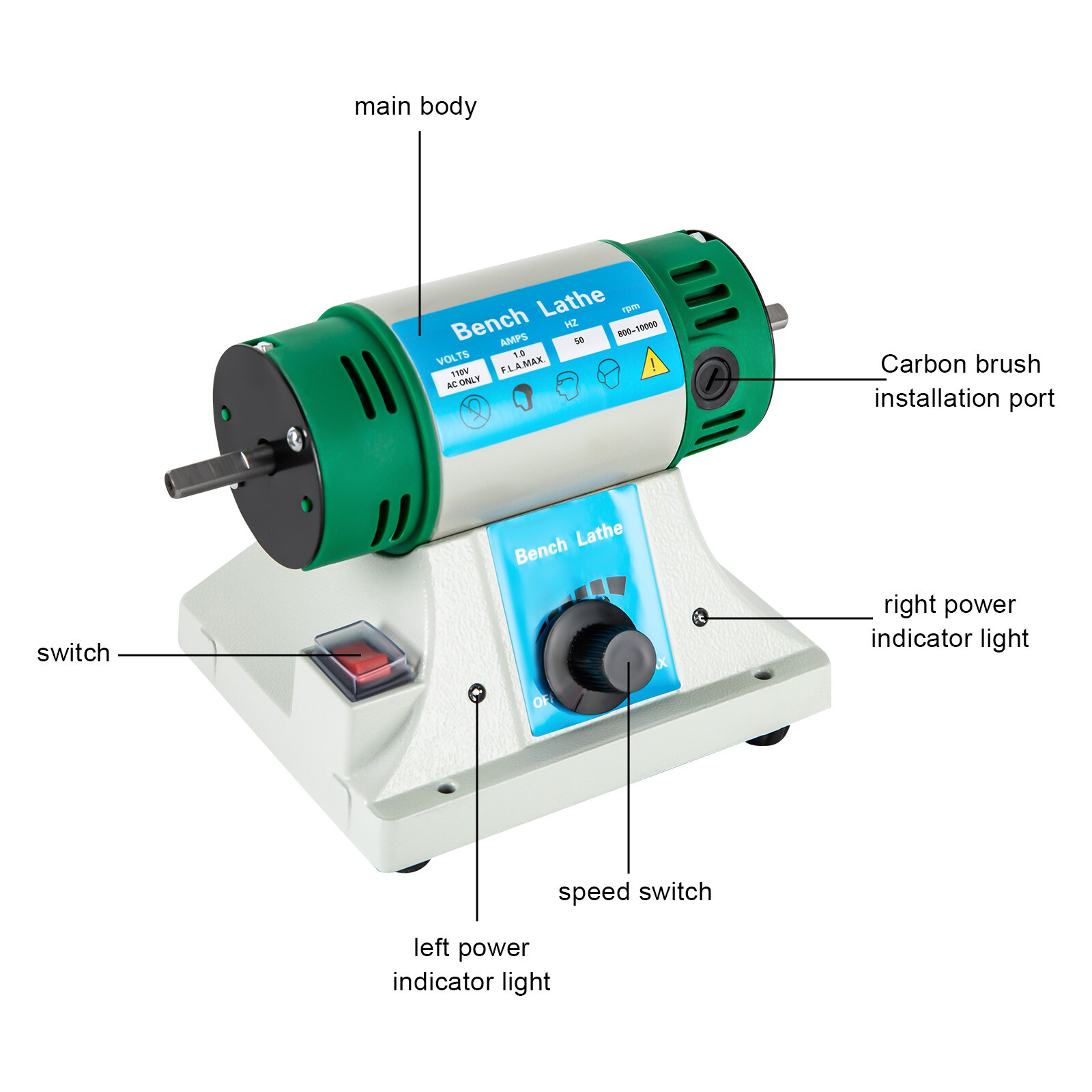 Variable Speed Bench Grinder Jewelry Polisher Polishing Machine Craft Buffing