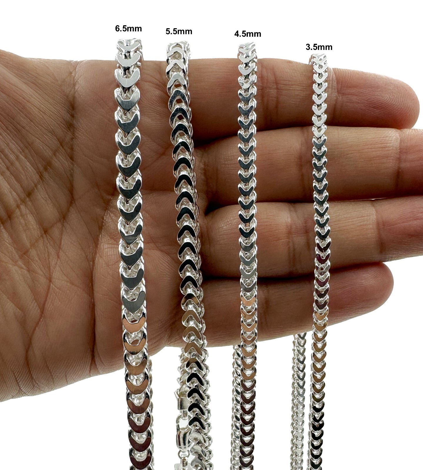 Mens Real 925 Solid Sterling Silver Franco Chain Necklace or Bracelet ITALY