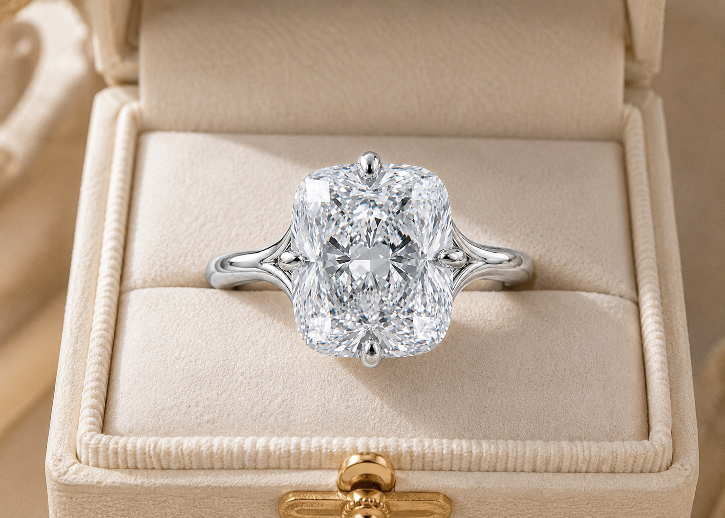 925 Sterling Silver Cushion Cut Engagement Ring White CZ Wedding Promise Ring