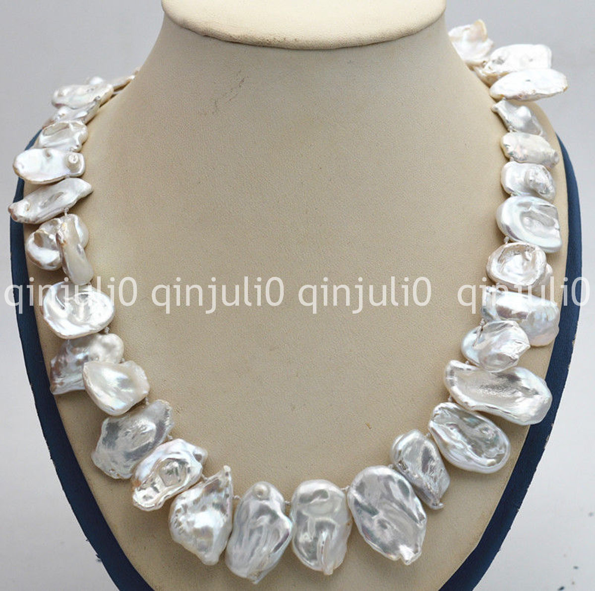 Huge 12x15mm-16x22mm Natural White Reborn Keshi Baroque Pearl Necklace 18”