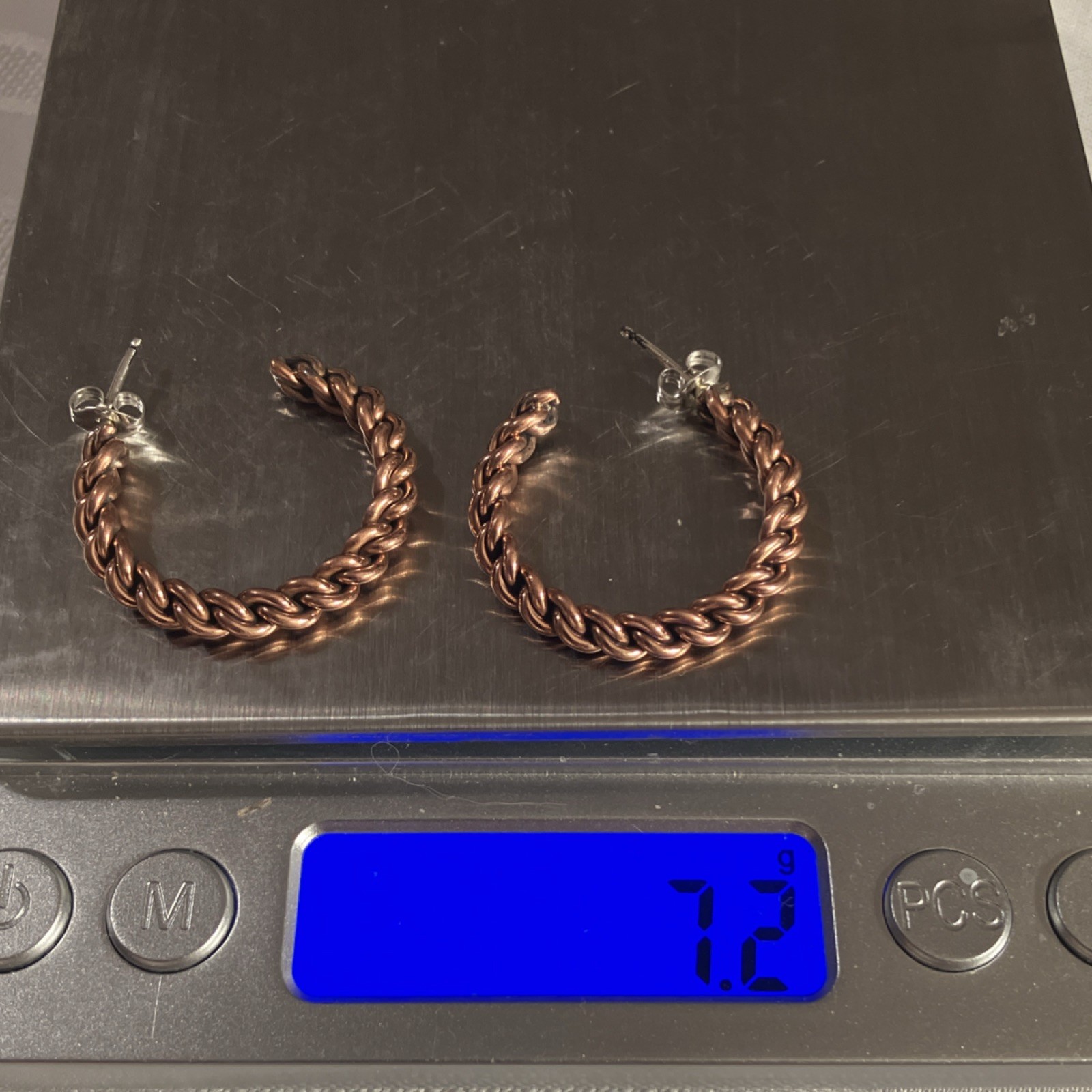 Twisted Wire Hoop Earrings, Copper Butterfly Closure, Round, 1.25”