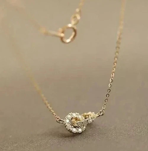 1Ct Round Cut Lab Created Diamond Women’s Chain Pendant 14K Yellow Gold Plated