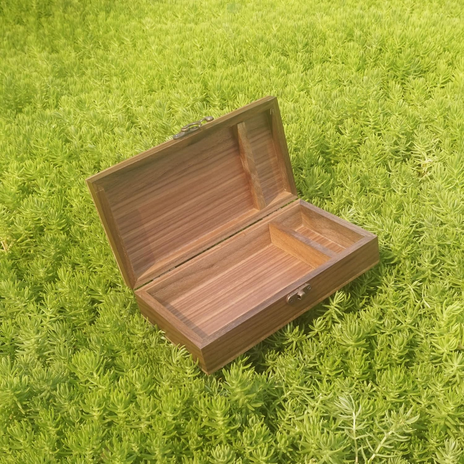 Walnut Handmade Walnut Partition Wooden Box for Keepsakes, Photos