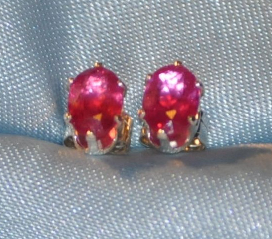 5mm X 3mm OVAL RUBY STERLING SILVER STUDS– .40CTW